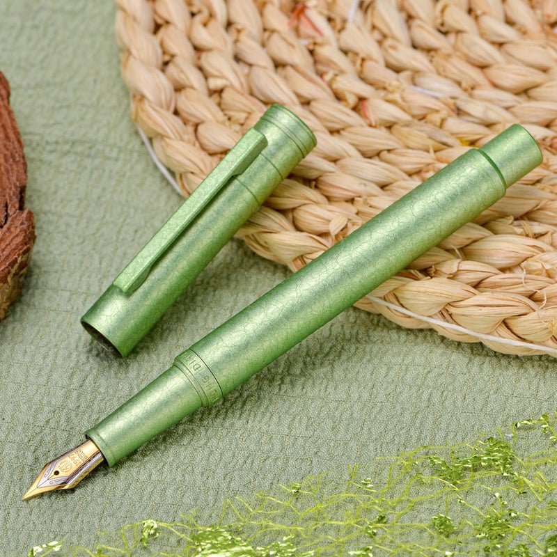 Asvine Hongdian 1851 Forest Fountain Pen Applegreen Ice Flowers, Extra Fine Nib Classic Design with Converter and Metal Pen Case - Image 5