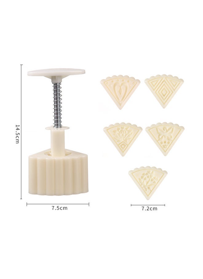 New Three-dimensional Hand-pressed Mooncake Mold Mung Bean Cake Purple Sweet Potato Cake Yam Cake 5-piece Flower-shaped Dim Sum Mold-Color - Image 1