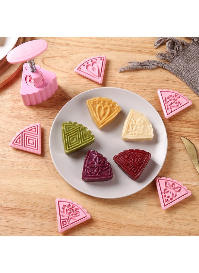 New Three-dimensional Hand-pressed Mooncake Mold Mung Bean Cake Purple Sweet Potato Cake Yam Cake 5-piece Flower-shaped Dim Sum Mold-Color - Image 2