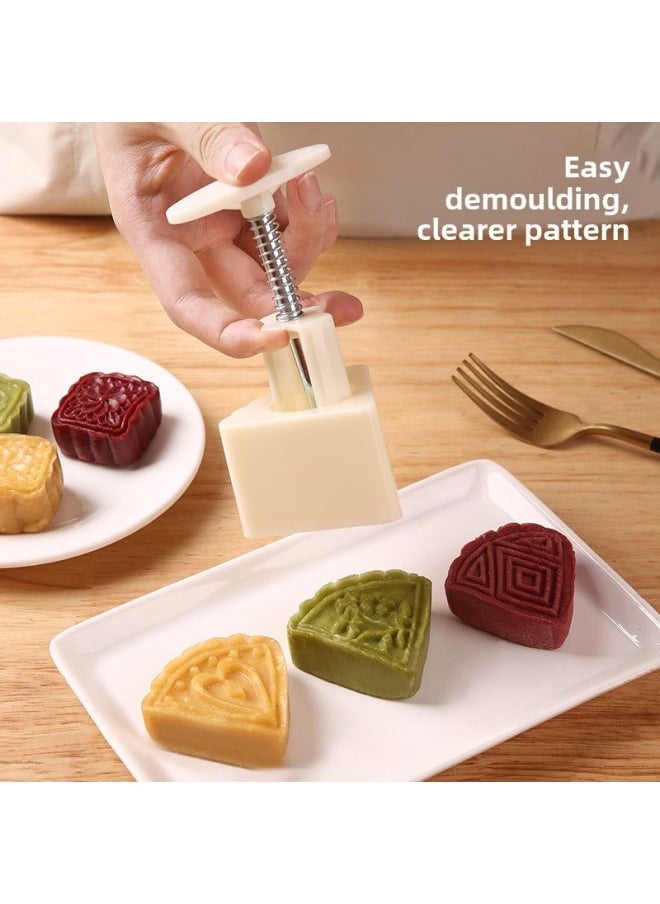New Three-dimensional Hand-pressed Mooncake Mold Mung Bean Cake Purple Sweet Potato Cake Yam Cake 5-piece Flower-shaped Dim Sum Mold-Color - Image 4