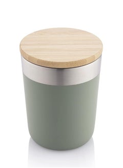 Hans Larsen Hans Larsen Insulated Coffee Mug Stainless Steel Coffee Mug with Bamboo Lid Coffee Tumbler Insulated for Women Men Coffee Mug travel, Sustainable Coffee Mug Gift Green  - Image 2