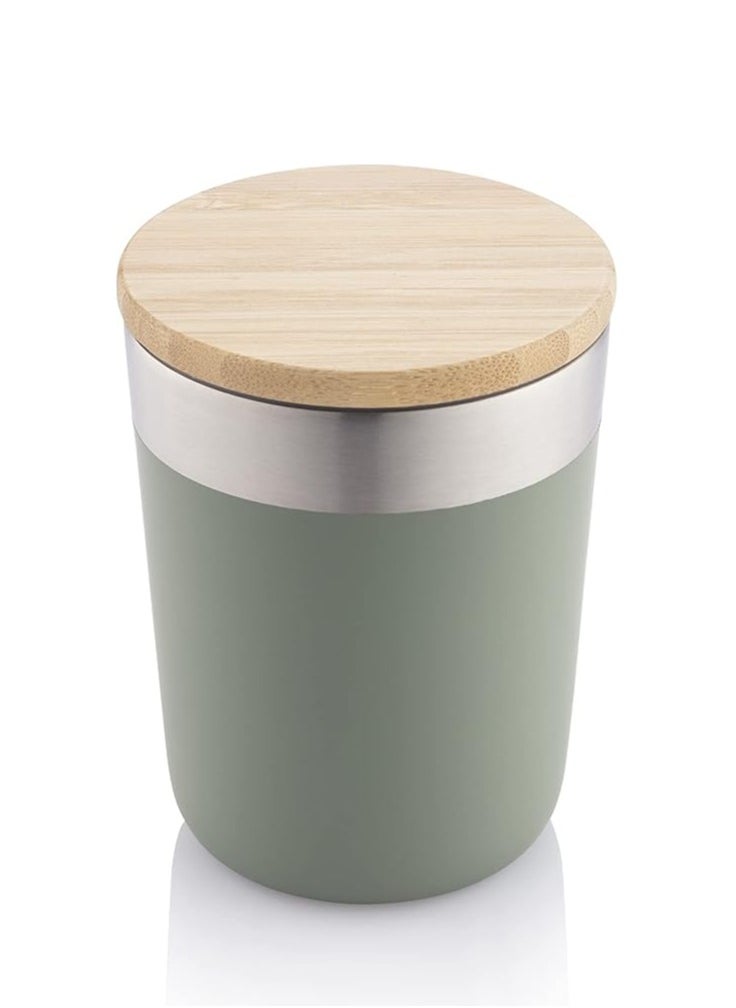 Hans Larsen Hans Larsen Insulated Coffee Mug Stainless Steel Coffee Mug with Bamboo Lid Coffee Tumbler Insulated for Women Men Coffee Mug travel, Sustainable Coffee Mug Gift Green  - Image 2
