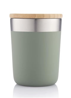 Hans Larsen Hans Larsen Insulated Coffee Mug Stainless Steel Coffee Mug with Bamboo Lid Coffee Tumbler Insulated for Women Men Coffee Mug travel, Sustainable Coffee Mug Gift Green  - Image 3