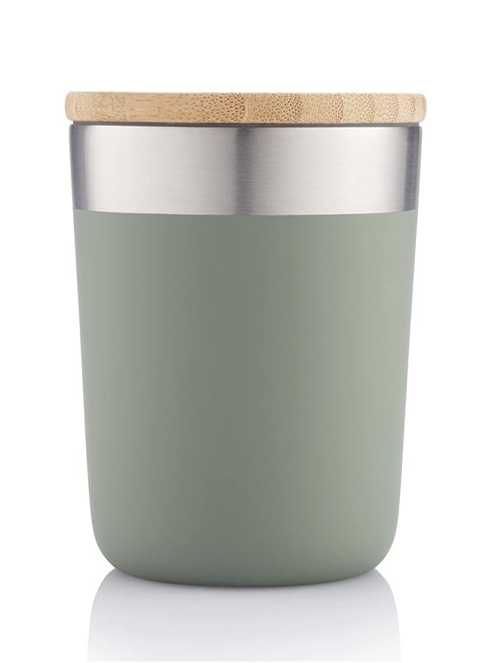 Hans Larsen Hans Larsen Insulated Coffee Mug Stainless Steel Coffee Mug with Bamboo Lid Coffee Tumbler Insulated for Women Men Coffee Mug travel, Sustainable Coffee Mug Gift Green  - Image 3