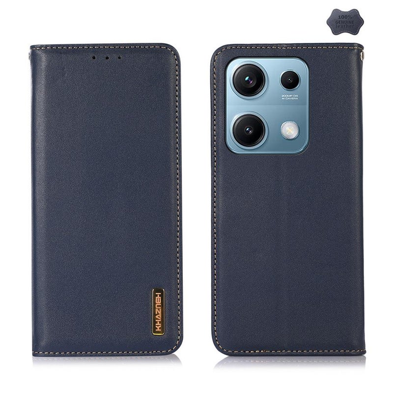 HuHa Case Cover For Redmi Note 14S 4G KHAZNEH Nappa Top Layer Cowhide Leather Phone Case(Blue) - Image 1