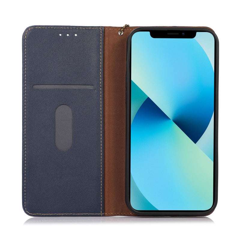 HuHa Case Cover For Redmi Note 14S 4G KHAZNEH Nappa Top Layer Cowhide Leather Phone Case(Blue) - Image 4
