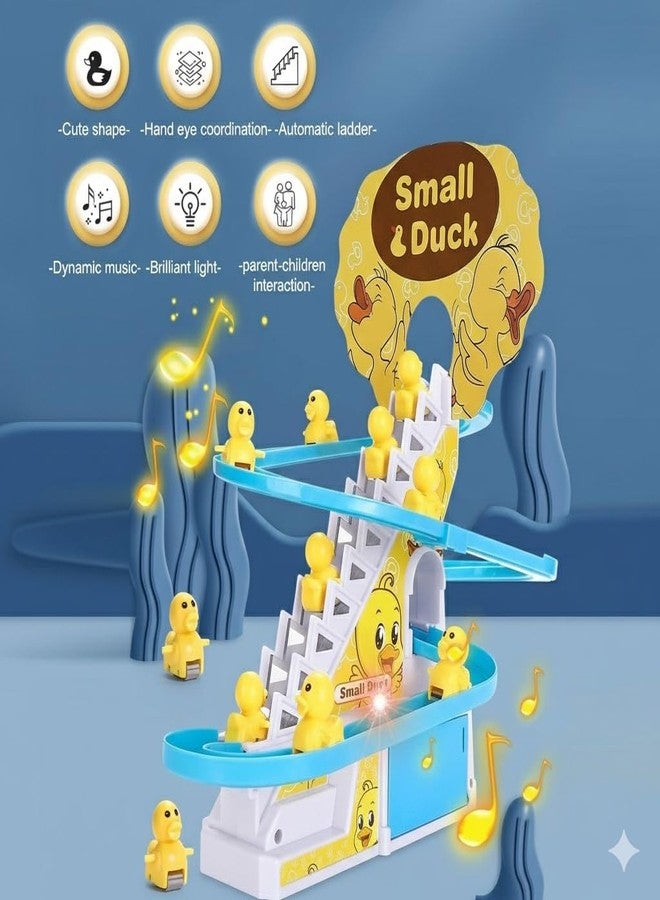 VICORP Ducks Slide Toy Set with 2 Cells Stair Climbing Duck Track Toy Light Musical 3 Duckling Moving Escalator Automatic Cartoon Chasing Race Gift Toys for 1+ Kids 1-5 Years Baby Girls Toddlers - Image 3
