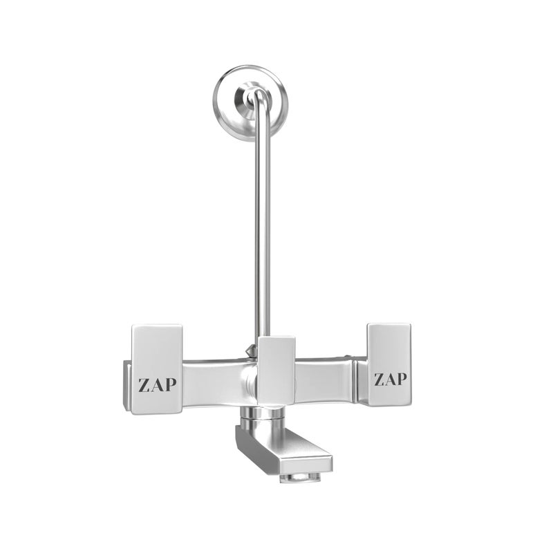Zap Skoda Full Brass Chrome Plated 2 in 1 Wall Mixer With Provision For Over Head Shower and Long Bend Pipe For Bathroom - Image 1