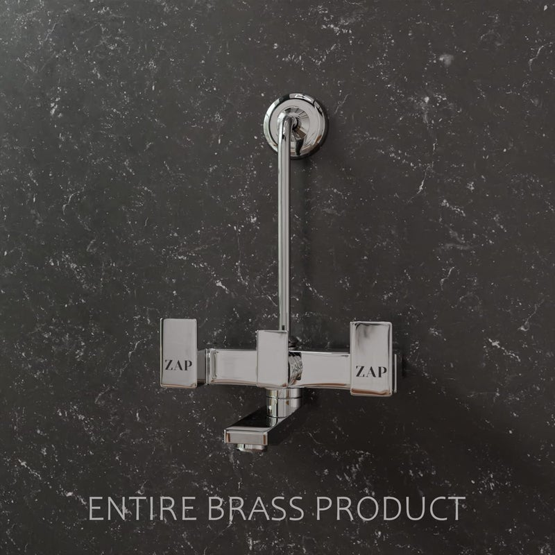 Zap Skoda Full Brass Chrome Plated 2 in 1 Wall Mixer With Provision For Over Head Shower and Long Bend Pipe For Bathroom - Image 2