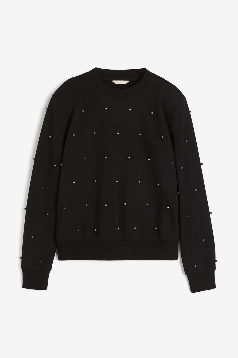 H&M Embellished Crew Neck Sweatshirt