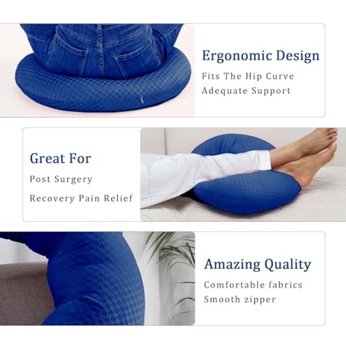 ongfuwu Bbl Pillow After Surgery For Butt To Sleep, Brazilian Butt Lift Recovery Post Surgery Pillow For Sitting Sleeping Driving, Donut Pillow For Woman Lumbar Back Cushion Seat (Blue) - Image 3