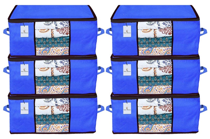 Kuber Industries Underbed Storage Bag Storage Organiser Blanket Cover Set of 6 Royal Blue Extra Large SizeCTKTC23918 - Image 1