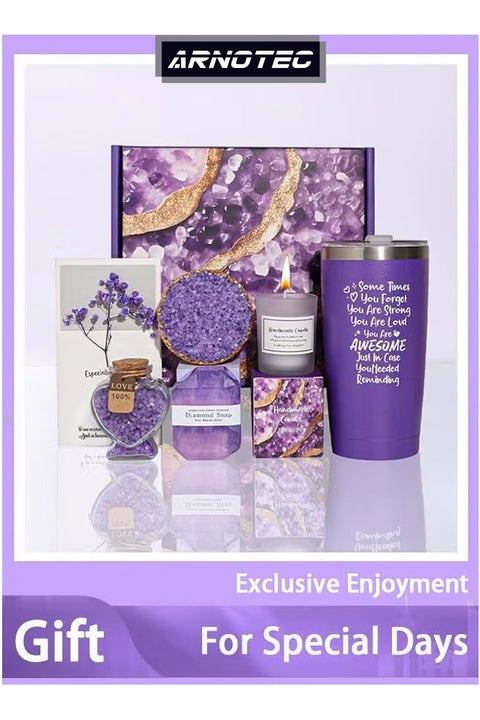 Spa Gift Set for Women, 7 PCS Bath Gift Set with Gift Box, Lavender Self Care Spa Gifts, Relaxation Spa Gift Set, Luxury Birthday Spa Gift Set for Mom, Wife, Sister, Best Friendurse Gifts for Women