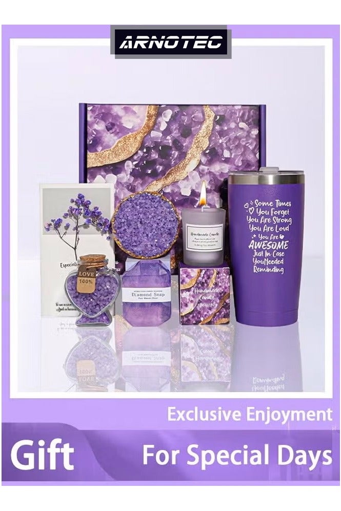 ARNOTEC Spa Gift Set for Women, 7 PCS Bath Gift Set with Gift Box, Lavender Self Care Spa Gifts, Relaxation Spa Gift Set, Luxury Birthday Spa Gift Set for Mom, Wife, Sister, Best Friendurse Gifts for Women  - Image 1