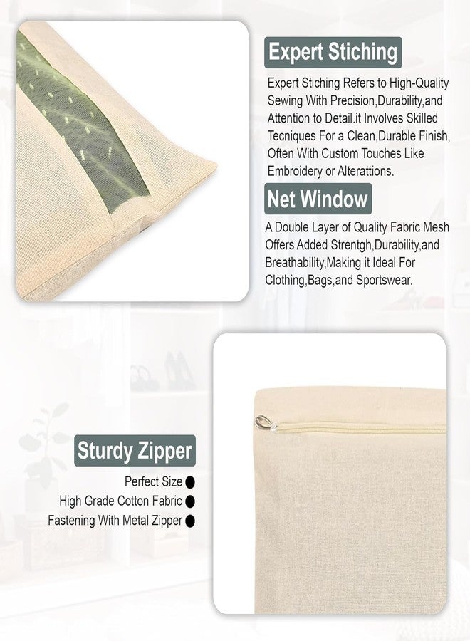 KRIVAZ Cotton Saree Bags/Covers For Storage Big Size Single With Zip Closure For Clothes Bags And Wardrobe Organizer With Transparent Mesh Window, Beige (Cloth Cover (Pack Of 4)) - Image 3