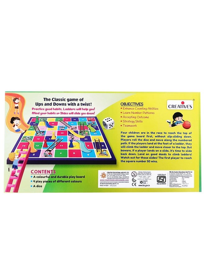 Creative's Creative's Slides & Ladders | Classic Game for Kids | Fun & Strategy Game | Learning Board Game | Fun Activity Board Game for Kids | Ages 4 & Up  - Image 4