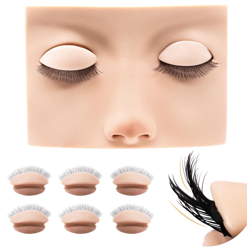 Embagol Double Layer Lash Mannequin Head with 2 Layers Replaced Eyelids Makeup for Training Head Removable Realistic Eyelids Eyelash Replaced Eyelids Soft-Touch Rubbe (1 +3 Pairs Replaced Eyelids) - Image 1