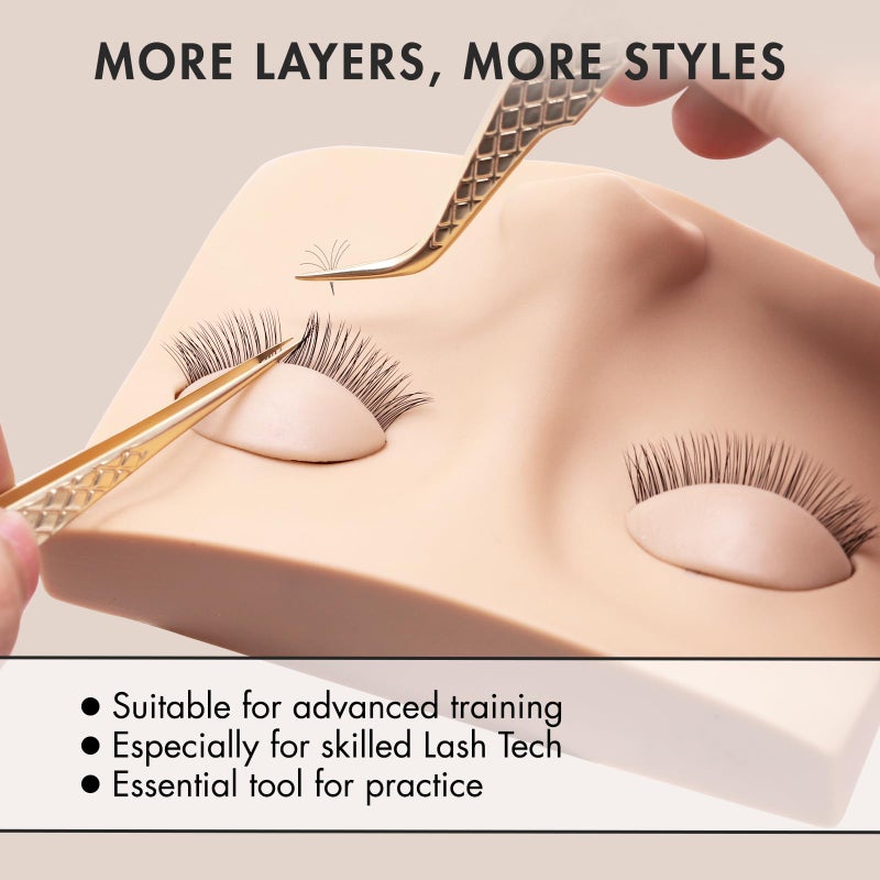 Embagol Double Layer Lash Mannequin Head with 2 Layers Replaced Eyelids Makeup for Training Head Removable Realistic Eyelids Eyelash Replaced Eyelids Soft-Touch Rubbe (1 +3 Pairs Replaced Eyelids) - Image 3