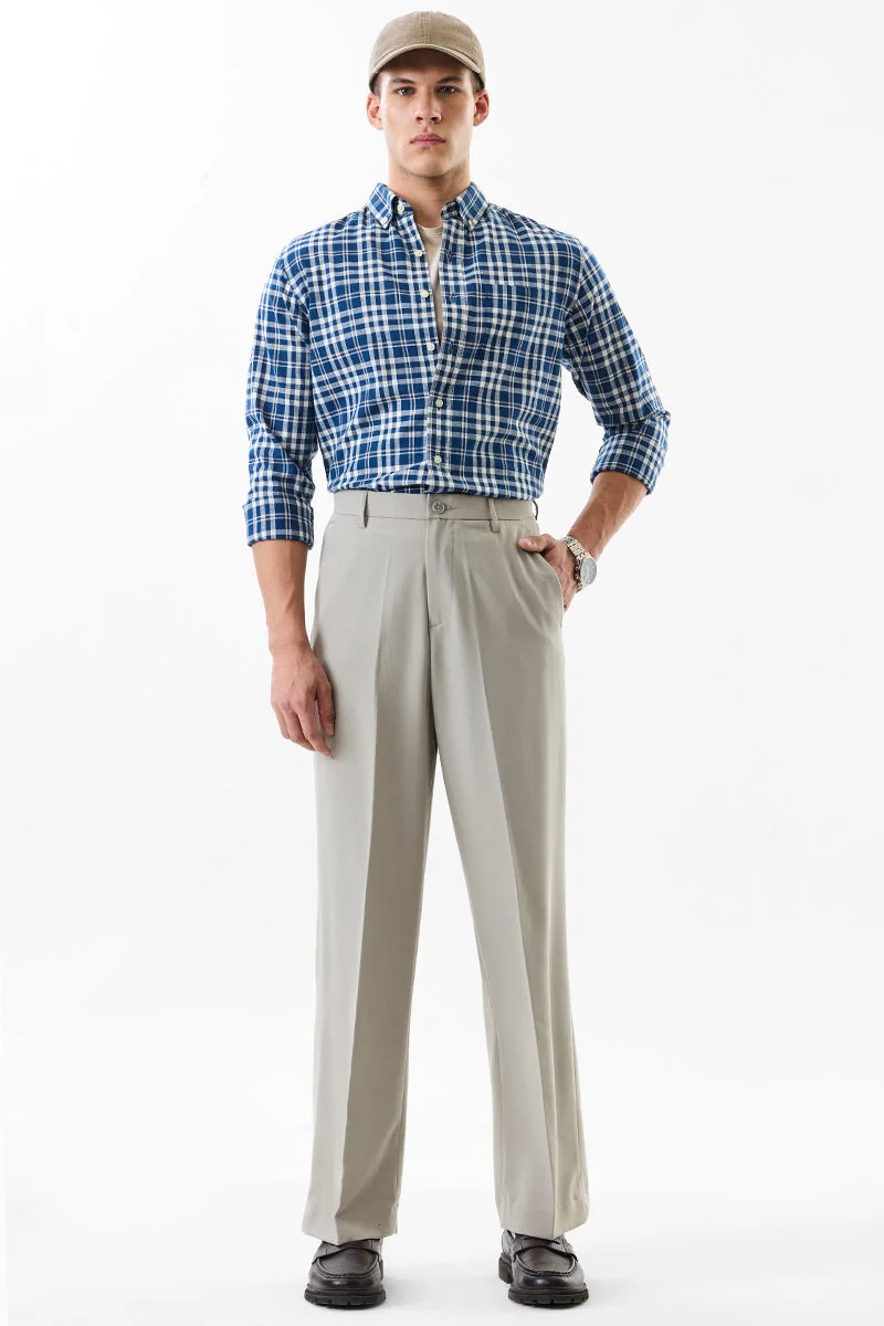 SNITCH Beige Solid Regular Fit Formal Trousers