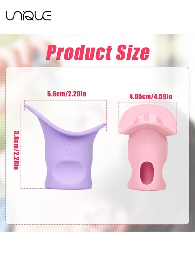 Unique 2Pcs Eye Bath Eye Wash Cup, Hanging Silicone Eye Flush Cup，Portable Eye Rinse Cup, Eye Cups for Eye wash Shaped Rim for Eye Rinse, Cleansing, for Dust Makeup Residue Removal (Purple, Pink) - Image 2