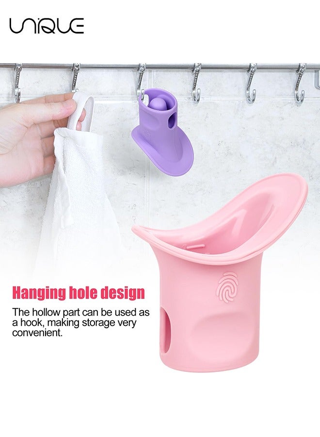 Unique 2Pcs Eye Bath Eye Wash Cup, Hanging Silicone Eye Flush Cup，Portable Eye Rinse Cup, Eye Cups for Eye wash Shaped Rim for Eye Rinse, Cleansing, for Dust Makeup Residue Removal (Purple, Pink) - Image 4
