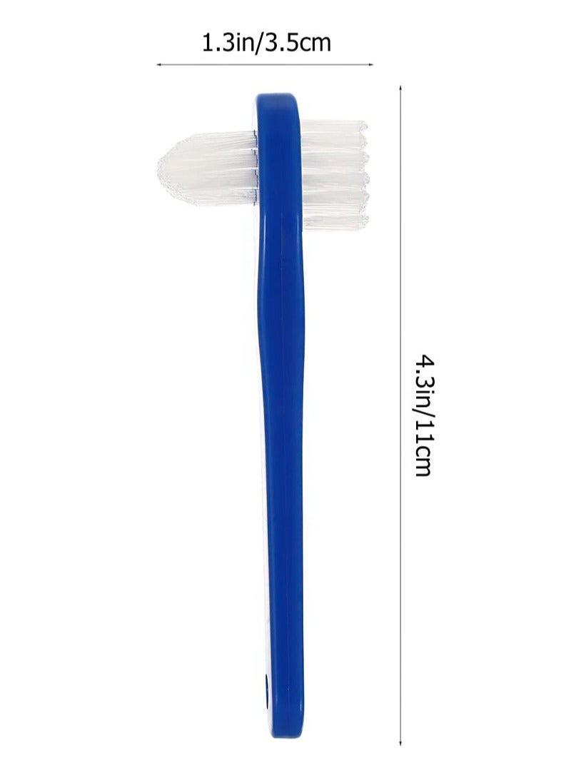 HaLunhi Denture Brush False Teeth Cleaning Tool Double Sided Toothbrush Denture Cleaning Brush 2pcs (White+Blue) - Image 2