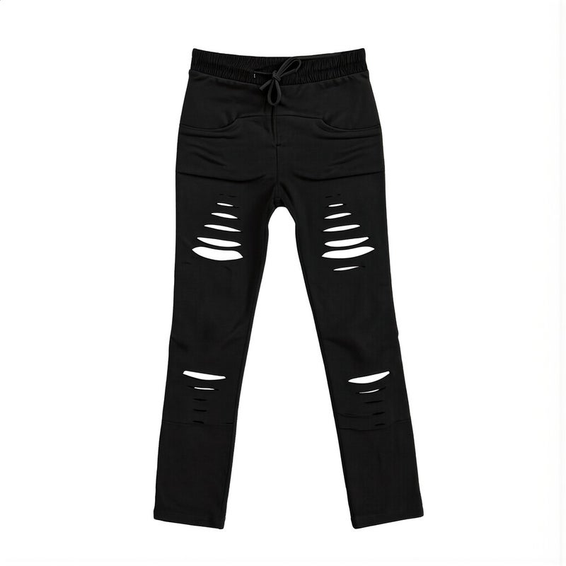 Upgraded Women Ripped Slim Pants Black S Size No See Through Deep Pocket Durable - Image 1