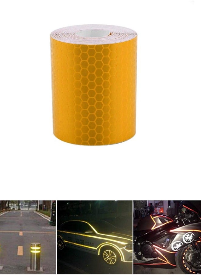 EHOME Reflective Tape Outdoor Waterproof Reflective Warning Tape Reflector Tape Night Safety Stickers  Yellow Reflective Tape for Trailer Bicycles Clothing (5*300cm)  - Image 1