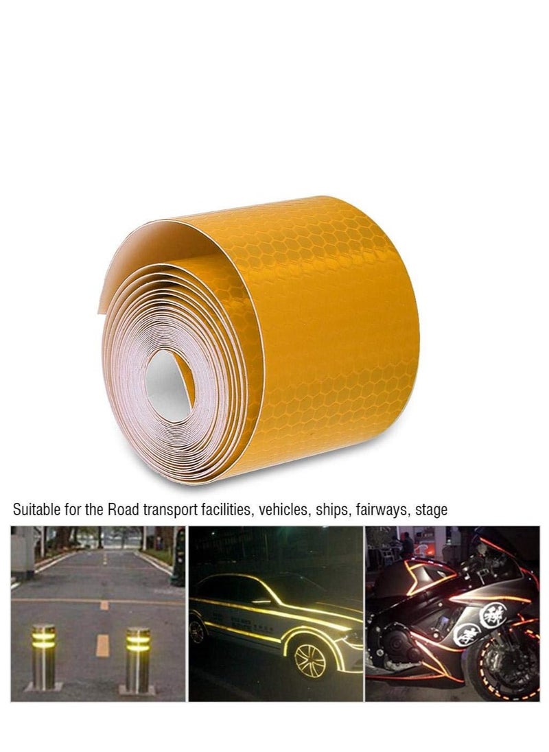 EHOME Reflective Tape Outdoor Waterproof Reflective Warning Tape Reflector Tape Night Safety Stickers  Yellow Reflective Tape for Trailer Bicycles Clothing (5*300cm)  - Image 4