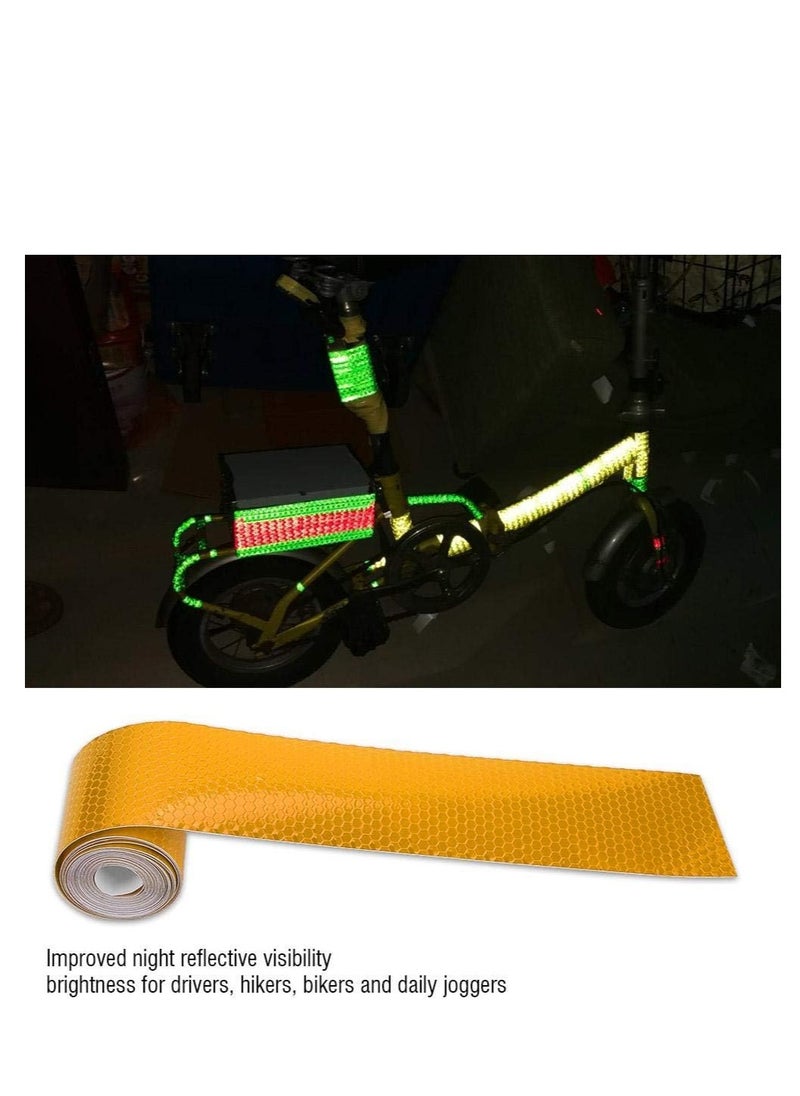 EHOME Reflective Tape Outdoor Waterproof Reflective Warning Tape Reflector Tape Night Safety Stickers  Yellow Reflective Tape for Trailer Bicycles Clothing (5*300cm)  - Image 3