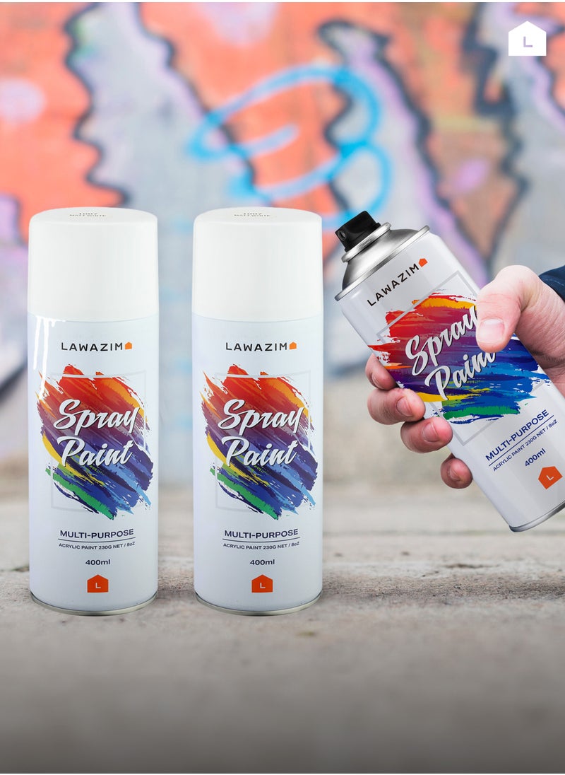 LAWAZIM - Pack Of 3 Spray Paint Set - 1007 Matt White - Multi-Surface 400ml Paint with Quick-Drying Cans - Ideal for Wood, Plastic, Metal, Interior & Exterior Uses, DIY, Automotive, and Arts & Crafts - Image 1