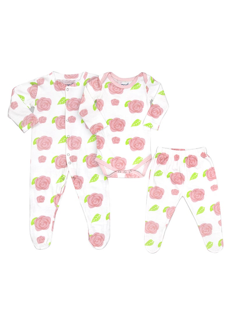 Moon Organic Baby 3 In 1 Gift Set Romper Body Suit Jogger For 0-3 Months - Image 1