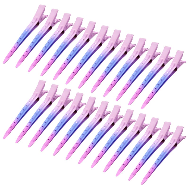 Bantoye 24 Packs Duck Bill Clips Bantoye 335 Inches Rustproof Metal Alligator Curl Clips with Holes for Hair Styling Hair Coloring Matte Gradient Pink - Image 3