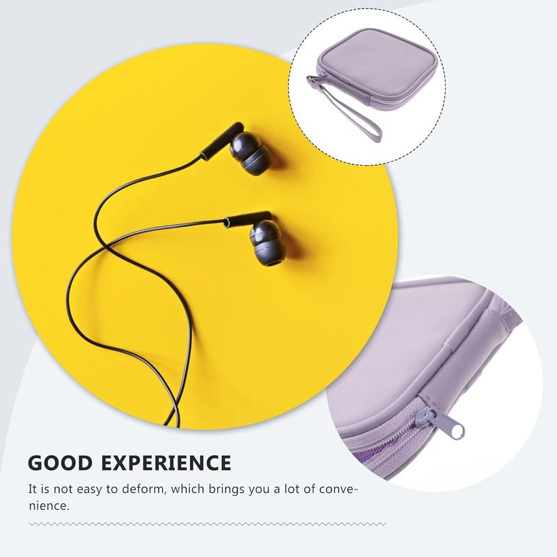 Artibetter Portable Earbud Case and Digital Cable Storage Bag for Travel, Small Earphone Organizer Pouch with Cord Management, Purple Compact Data Cable Storage Solution - Image 3