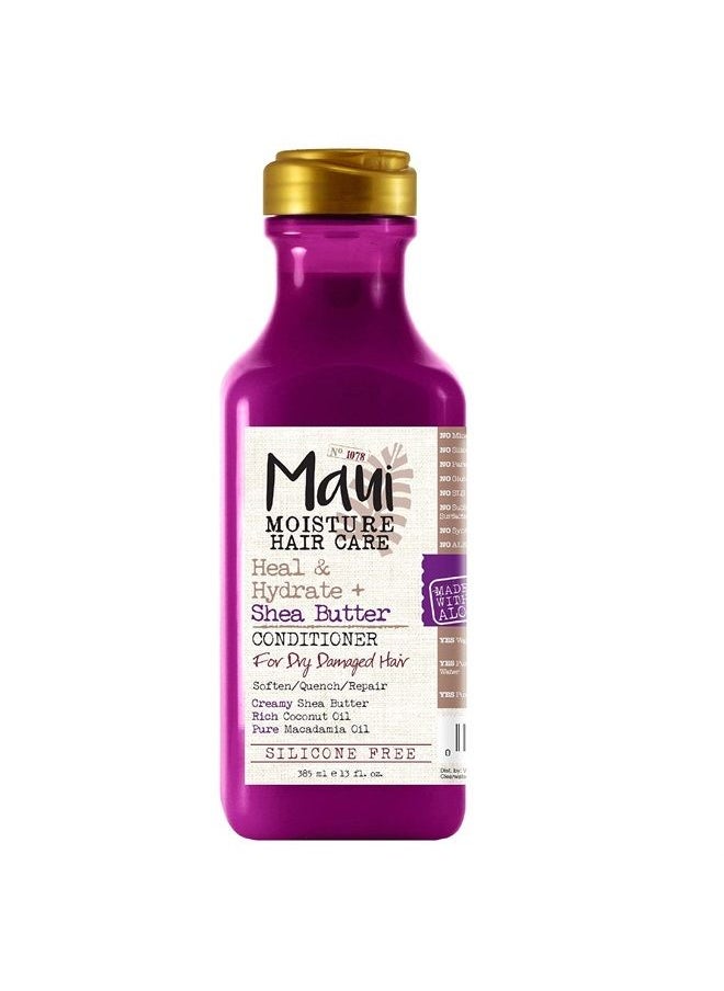 MAUI MOISTURE Heal & Hydrate + Shea Butter Conditioner to Repair & Deeply Moisturize Tight Curly Hair with Coconut & Macademia Oils, Vegan, Silicone, Paraben & Sulfate-Free, 13 fl oz  - Image 1