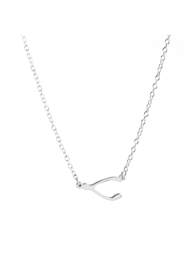 Deidreamers Sterling Silver Wishbone Necklace (Silver) - Image 1