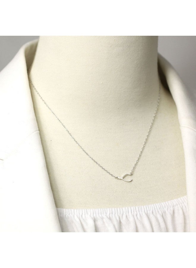 Deidreamers Sterling Silver Wishbone Necklace (Silver) - Image 2