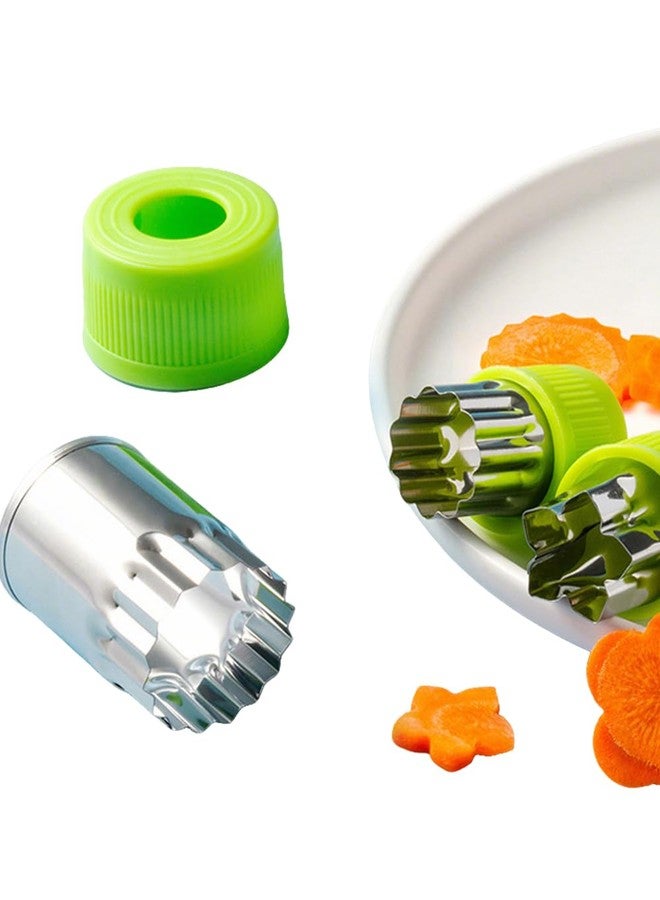 uvbws 9PCS Fruit and Vegetable Cutter Stamp - Love Heart, Star, Flower, Rabbit, Bear, Strawberry, Lace, Mushroom Shapes - Green Mini Pie Cookie Biscuit Mold for Baking - Image 3