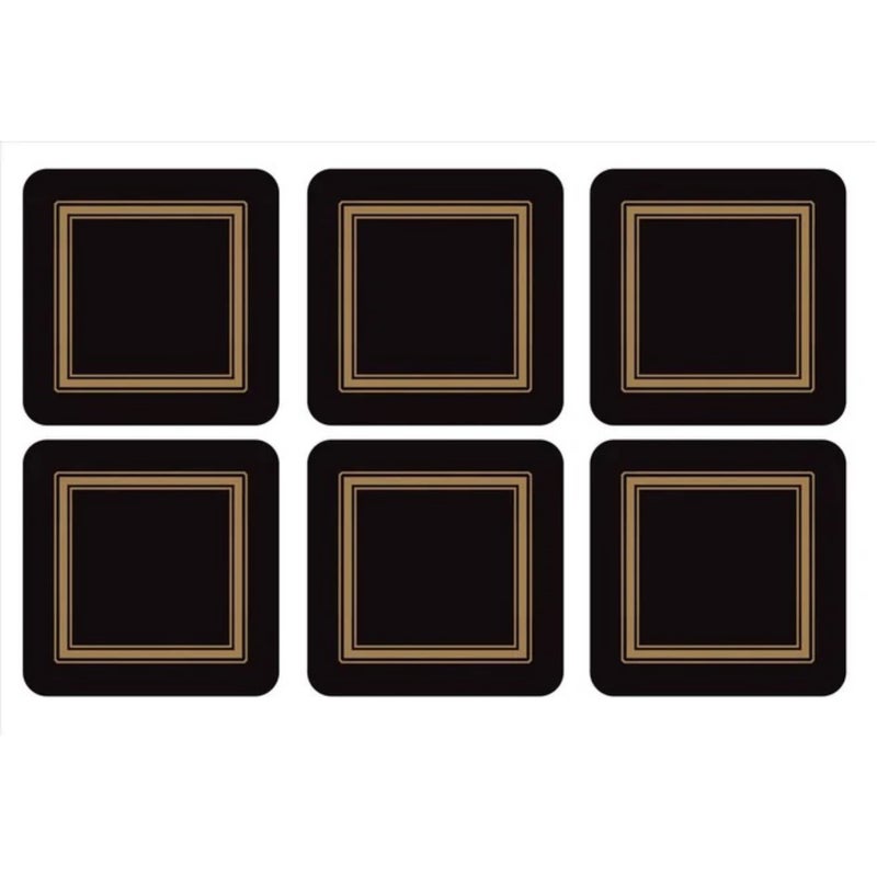 Pimpernel Classic Black Collection Coasters | Set of 6 | Cork Backed Board | Heat and Stain Resistant | Drinks Coaster for Tabletop Protection | Measures 4” x 4” - Image 5