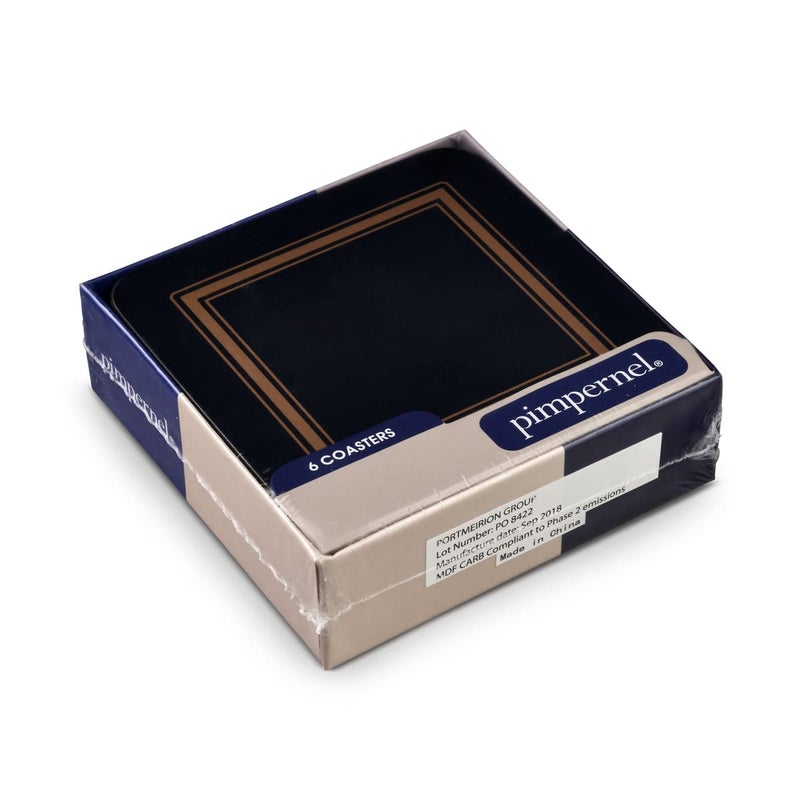 Pimpernel Classic Black Collection Coasters | Set of 6 | Cork Backed Board | Heat and Stain Resistant | Drinks Coaster for Tabletop Protection | Measures 4” x 4” - Image 4