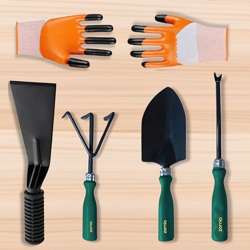 Zamia Gardening Tools Set of 5 | Khurpi, Gloves, Trowel, Cultivator and Weeder | Beginners Kit for Home Gardening - Image 4