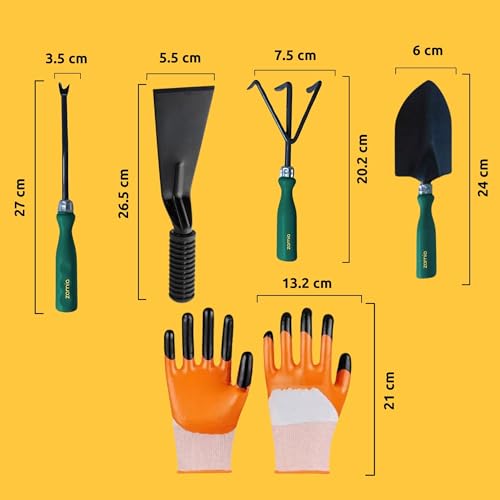 Zamia Gardening Tools Set of 5 | Khurpi, Gloves, Trowel, Cultivator and Weeder | Beginners Kit for Home Gardening - Image 2