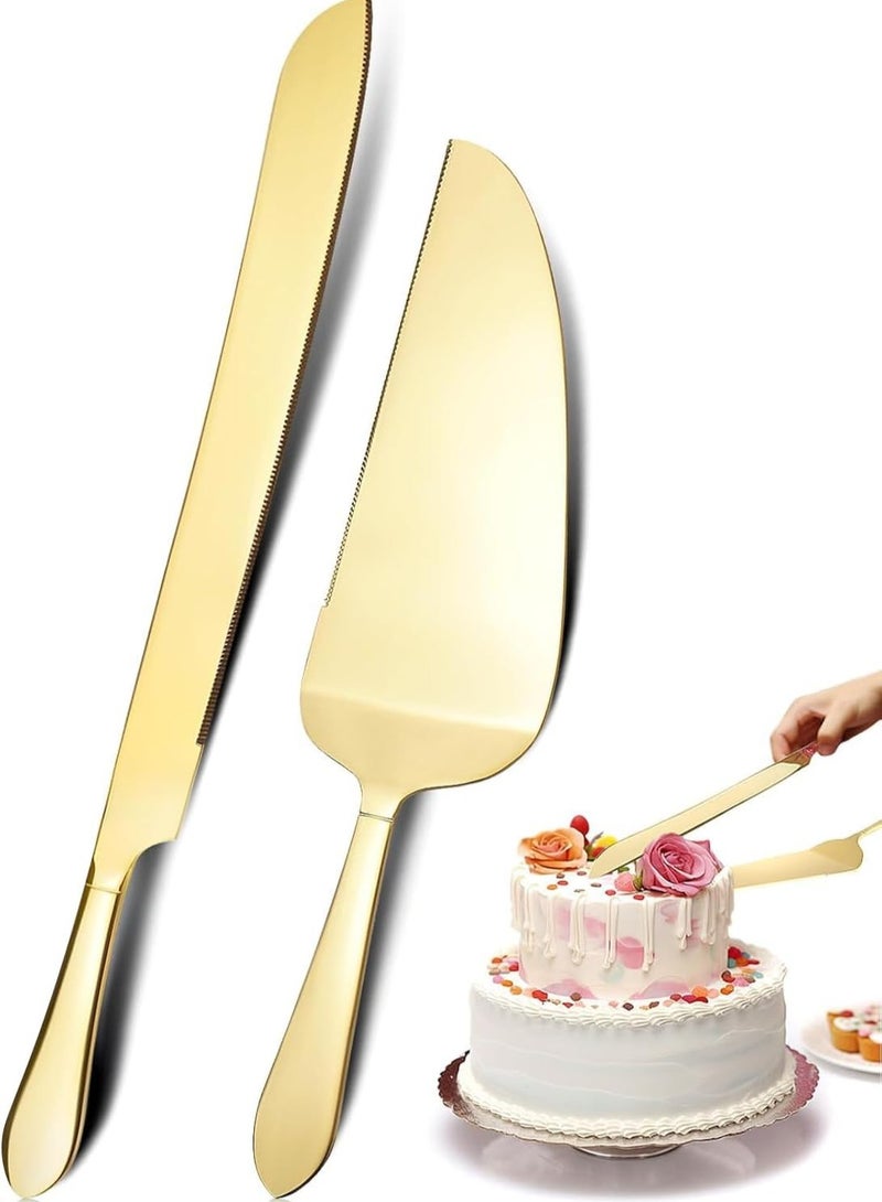 Cake Serving Set Wedding Cake Knife and Server Set Cake Cutting Utensils Stainless Steel Cake Cutter Serrated Cake Knife Professional Dessert Server for Cake Cheese Pie Pizza - Image 1