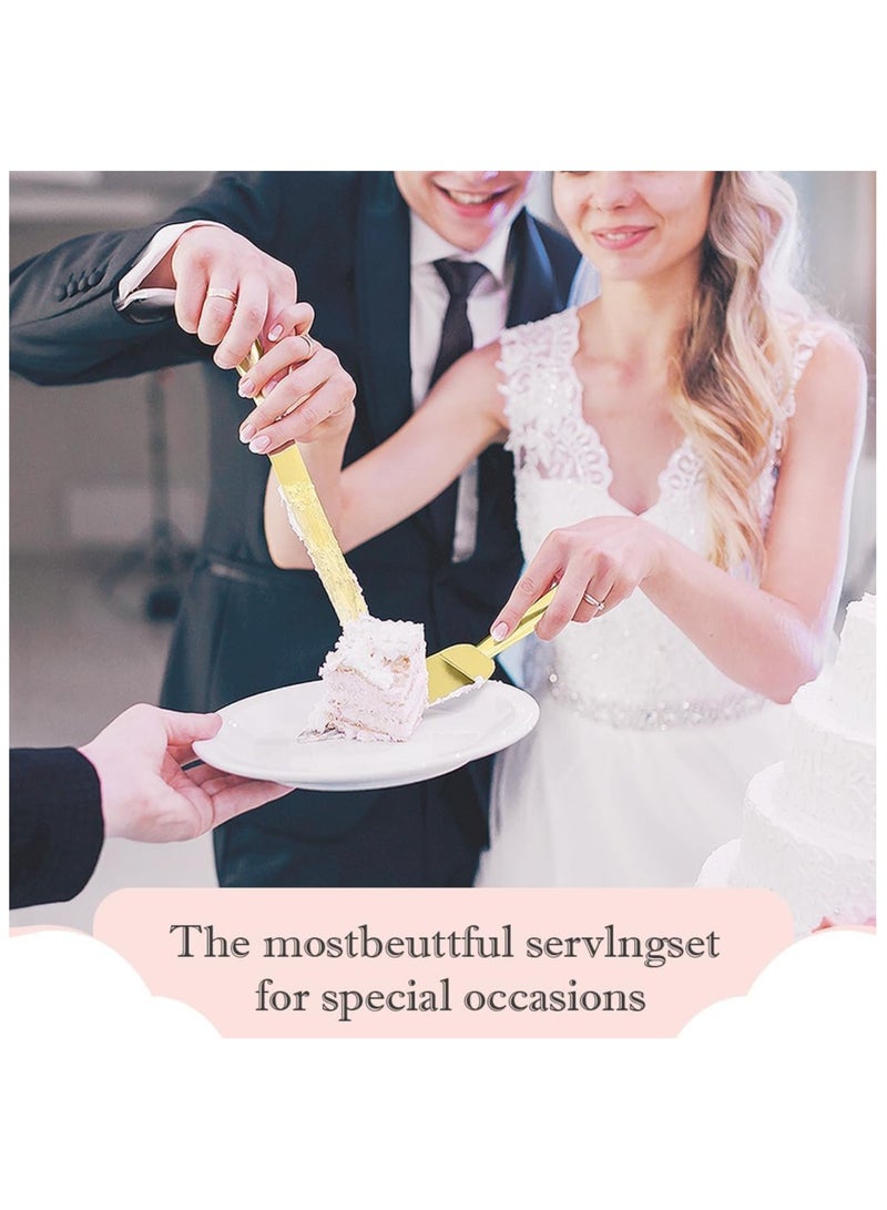 Cake Serving Set Wedding Cake Knife and Server Set Cake Cutting Utensils Stainless Steel Cake Cutter Serrated Cake Knife Professional Dessert Server for Cake Cheese Pie Pizza - Image 4