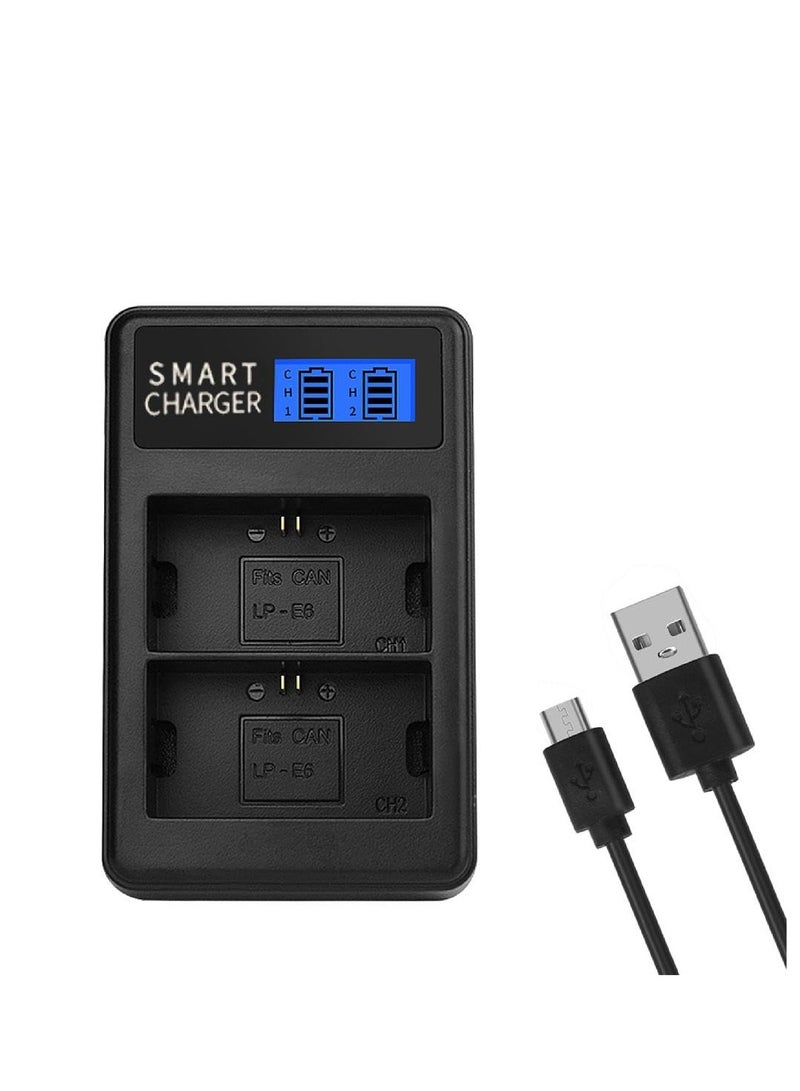 Excefore LCD USB LP-E6 Battery Charger, Replacement 5D Mark II 5D Mark III 5D Mark2 Camera, Battery Lightweight Camera Charger, for Travel and Outdoor - Image 1