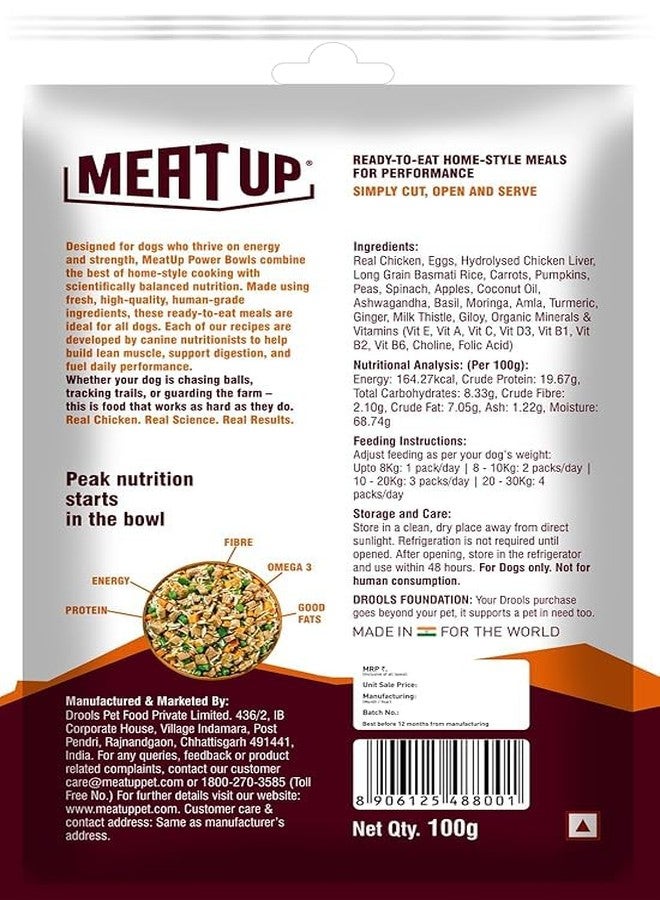 Meat Up Fresh Dog Food Chicken & Vegetables, for Adult & Puppy, 100+100gm | High Protein, 65% Real Chicken, 35% Fruits & Veggies | No Preservatives | Ready to Serve | One Pack One Meal - Image 2