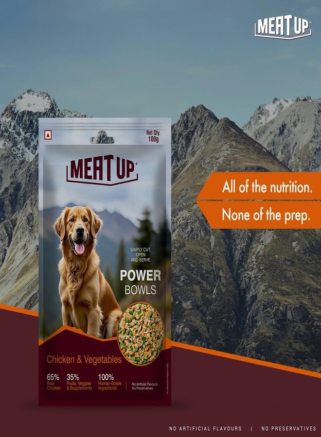 Meat Up Fresh Dog Food Chicken & Vegetables, for Adult & Puppy, 100+100gm | High Protein, 65% Real Chicken, 35% Fruits & Veggies | No Preservatives | Ready to Serve | One Pack One Meal - Image 3