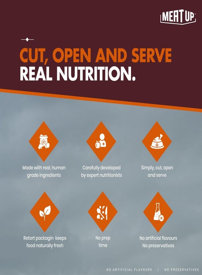 Meat Up Fresh Dog Food Chicken & Vegetables, for Adult & Puppy, 100+100gm | High Protein, 65% Real Chicken, 35% Fruits & Veggies | No Preservatives | Ready to Serve | One Pack One Meal - Image 4