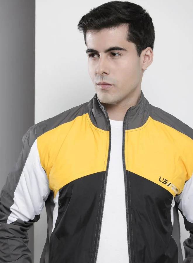 The Indian Garage Co The Indian Garage Co Men Regular Fit Printed Round Neck Long Sleeves Windcheater