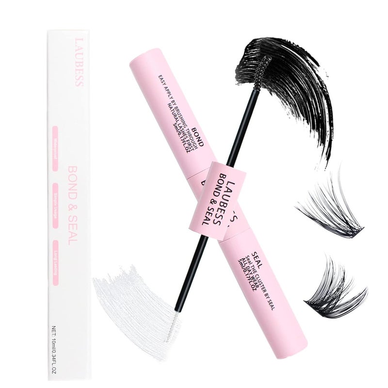 LAUBESS Lash Bond and Seal Mascara for Long Lasting Waterproof Eyelash Extensions - 5ml+5ml